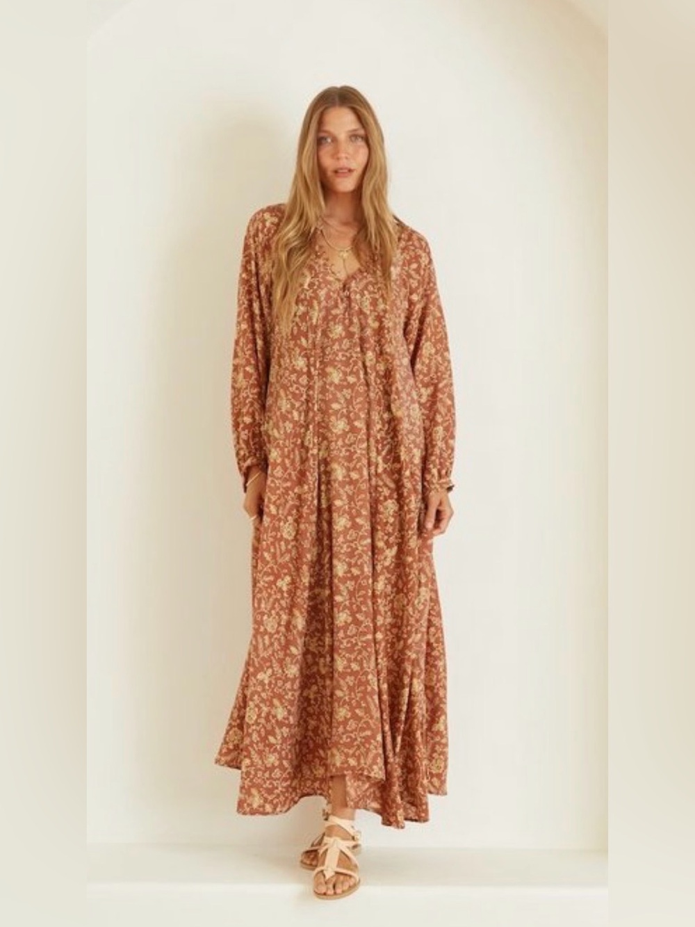 Natalie Martin Fiore Dress in Maple Brown